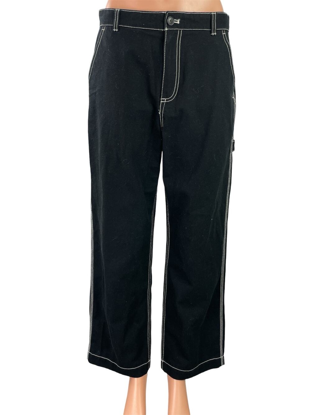 Gap Womens Black High Waisted Straight Wide Leg Carpenter Denim Jeans Pants Sz 6